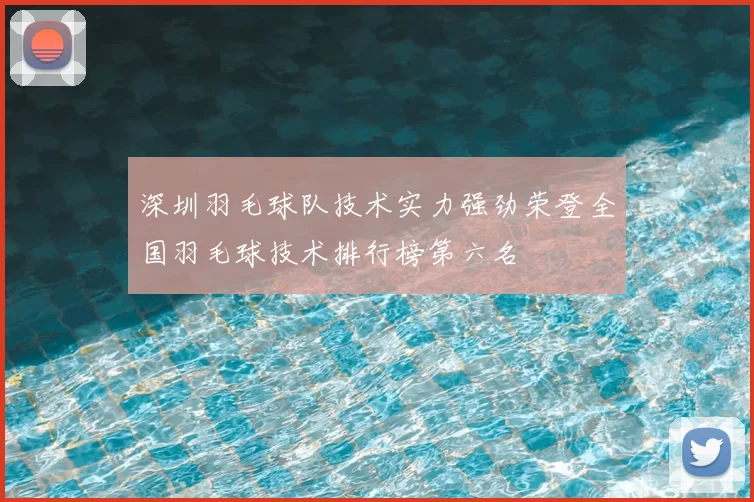深圳羽毛球队技术实力强劲荣登全国羽毛球技术排行榜第六名